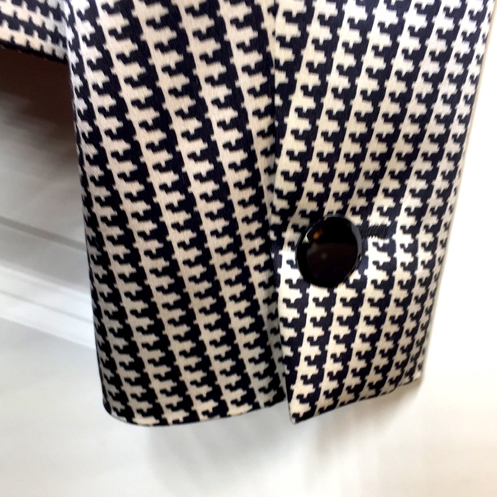 ❤️ Escada 40 Plaid Wool Silk Blazer Jacket Black Red Gold 10 Houndstooth - Picture 5 of 11